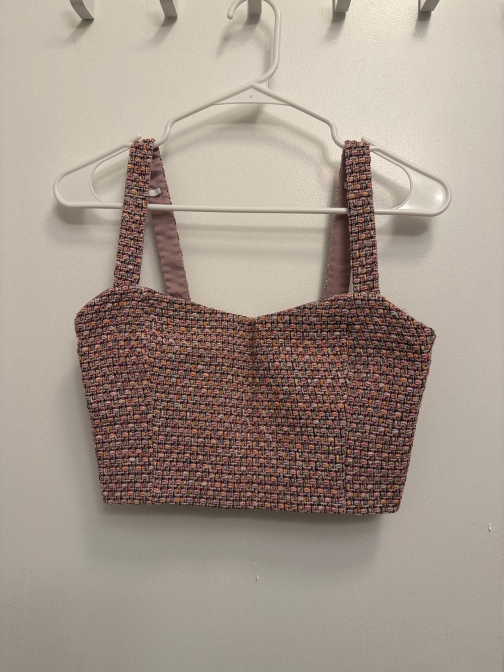 Babaton Pink Tweed Cropped Tank Top